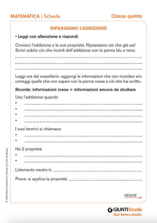 Ripassiamo l'addizione | Giunti Scuola Ripassiamo l'addizione | Giunti Scuola