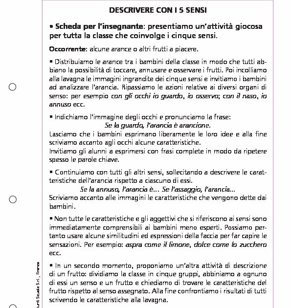 Descrizione Di Un Frutto Con I Cinque Sensi Descrivere con i 5 sensi - Descrivere con i 5 sensi | Giunti Scuola