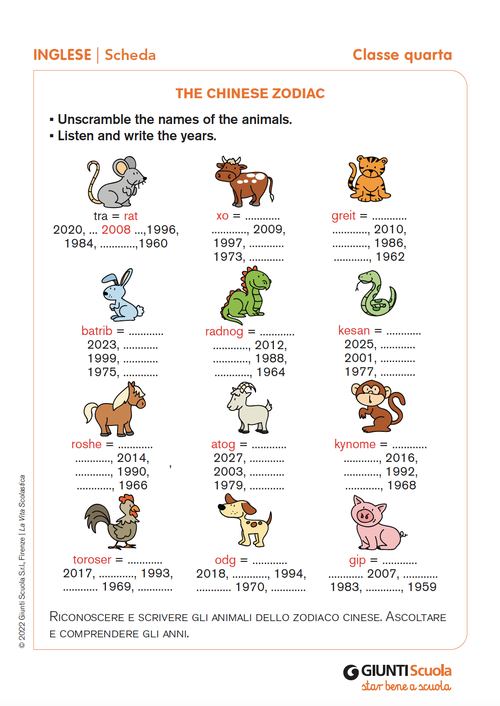 The Chinese Zodiac | Giunti Scuola The Chinese Zodiac | Giunti Scuola