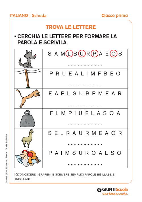 Trova le lettere | Giunti Scuola Trova le lettere | Giunti Scuola