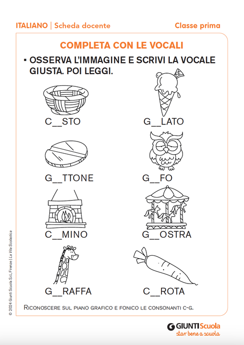 Completa con le vocali | Giunti Scuola