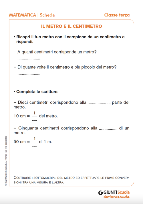 Il metro e il centimetro | Giunti Scuola Il metro e il centimetro | Giunti Scuola
