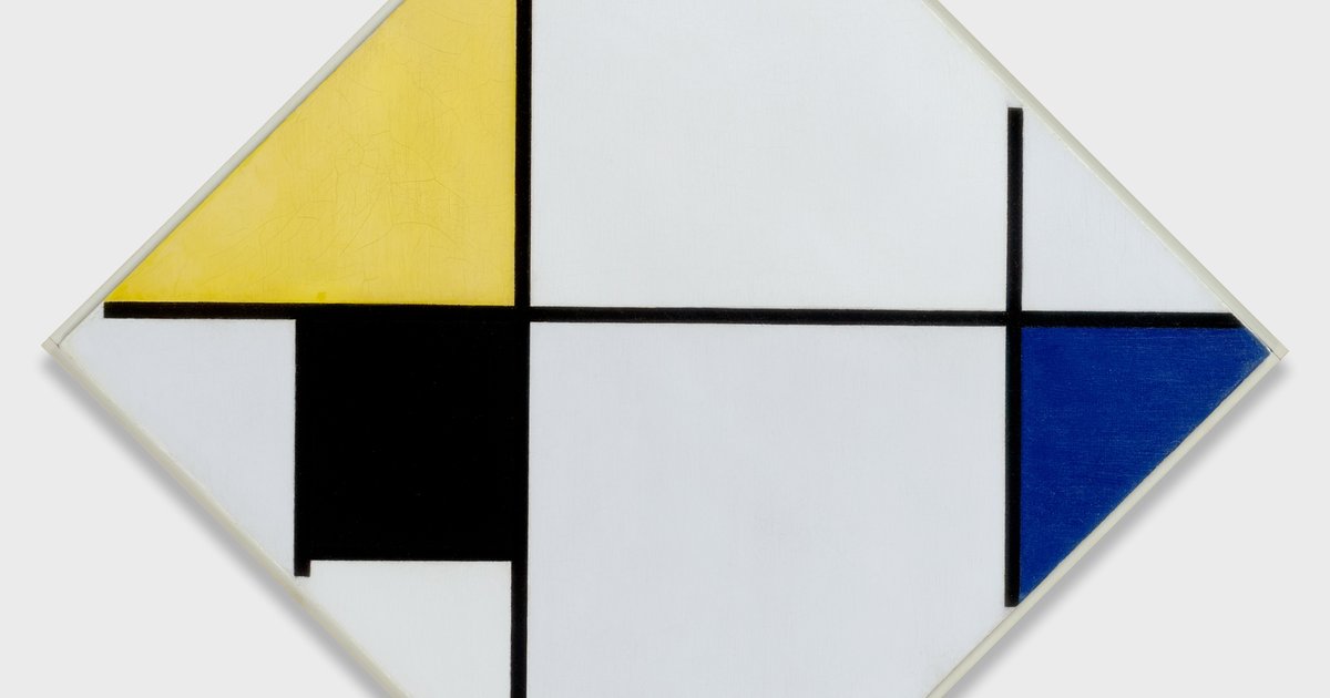 Lozenge Composition with Yellow, Black, Blue, Red, and Gray (Piet