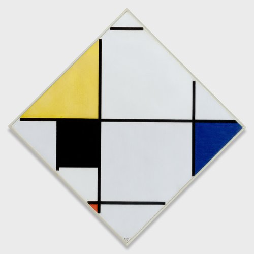 Lozenge Composition with Yellow, Black, Blue, Red, and Gray (Piet Mondrian) | Giunti Scuola Lozenge Composition with Yellow, Black, Blue, Red, and Gray (Piet Mondrian) | Giunti Scuola