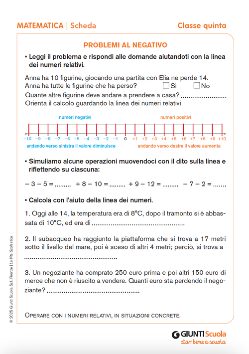 Problemi al negativo | Giunti Scuola