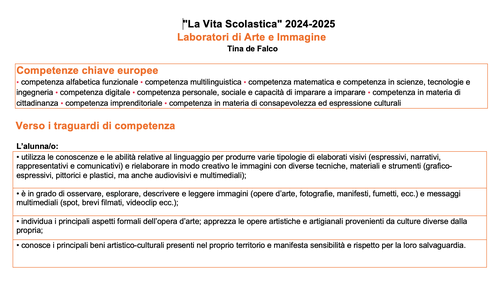 Progettazione didattica di Arte e immagine (2024-2025) - Word | Giunti Scuola Progettazione didattica di Arte e immagine (2024-2025) - Word | Giunti Scuola