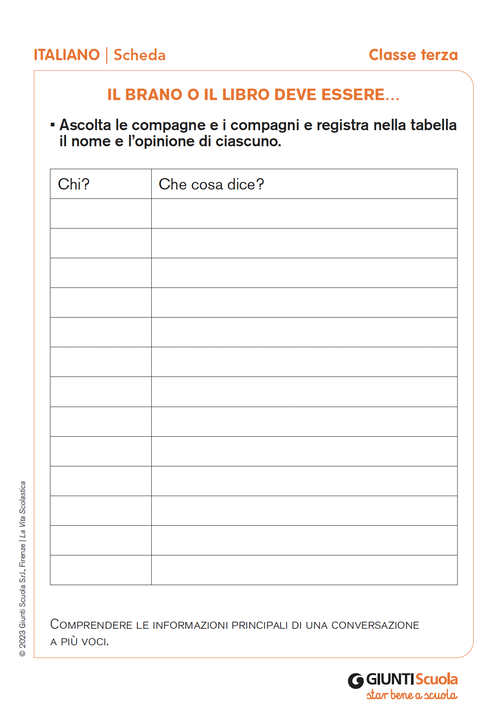 Il brano o il libro deve essere | Giunti Scuola Il brano o il libro deve essere | Giunti Scuola