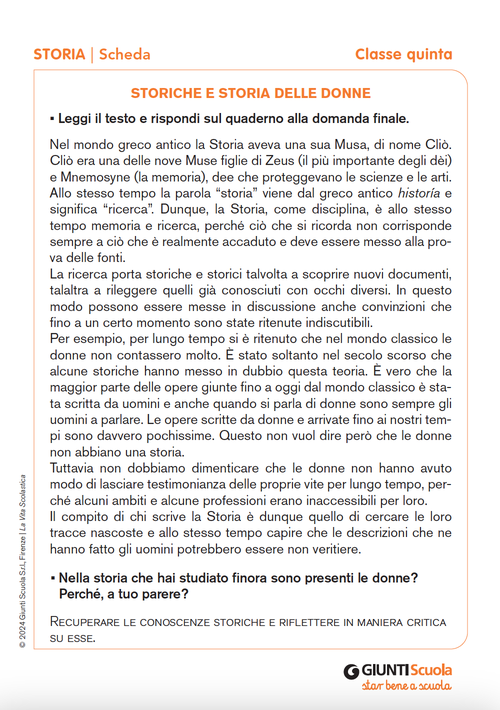 Storiche e storia delle donne | Giunti Scuola Storiche e storia delle donne | Giunti Scuola