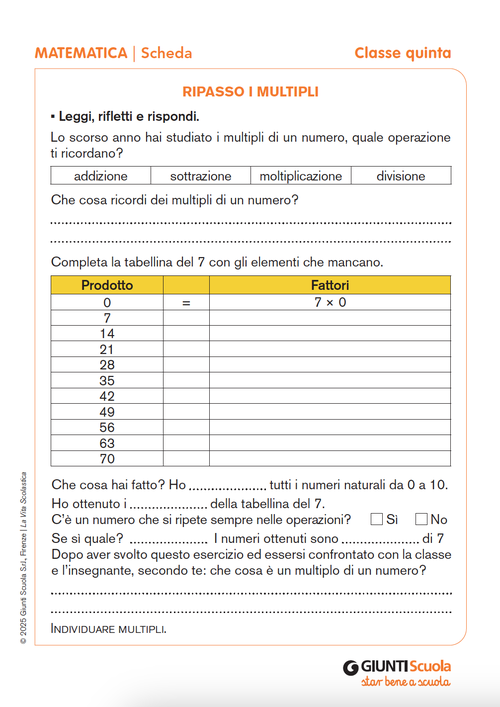 Ripasso i multipli | Giunti Scuola Ripasso i multipli | Giunti Scuola