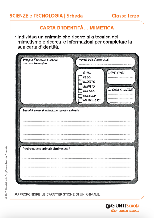 Carta d’identità… mimetica | Giunti Scuola Carta d’identità… mimetica | Giunti Scuola