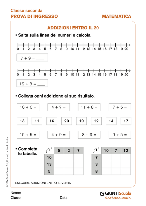 Addizioni entro il 20 | Giunti Scuola Addizioni entro il 20 | Giunti Scuola