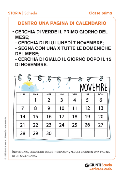 Dentro una pagina di calendario | Giunti Scuola