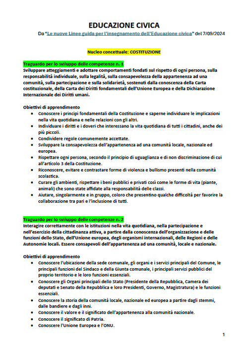 Progettazione in Word di Ed. Civica | CL. 1-5 (2025-26) | Giunti Scuola
