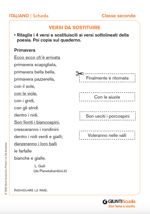 Versi da sostituire | Giunti Scuola Versi da sostituire | Giunti Scuola