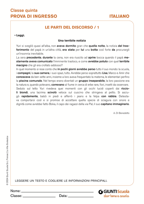 Le parti del discorso / 1 | Giunti Scuola Le parti del discorso / 1 | Giunti Scuola
