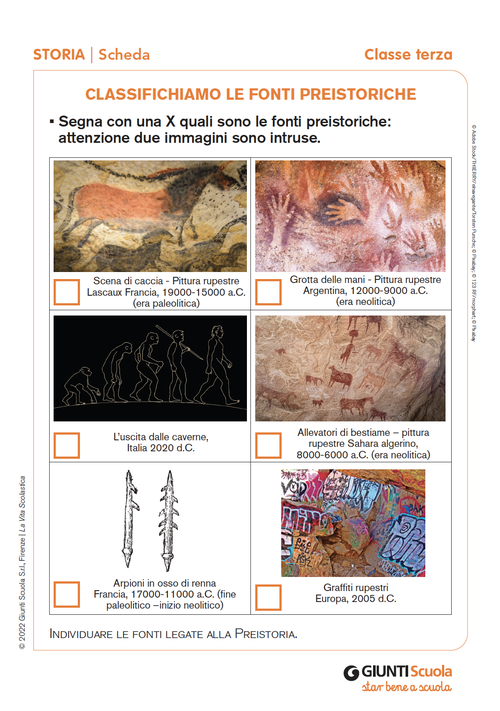 Classifichiamo le fonti preistoriche | Giunti Scuola Classifichiamo le fonti preistoriche | Giunti Scuola