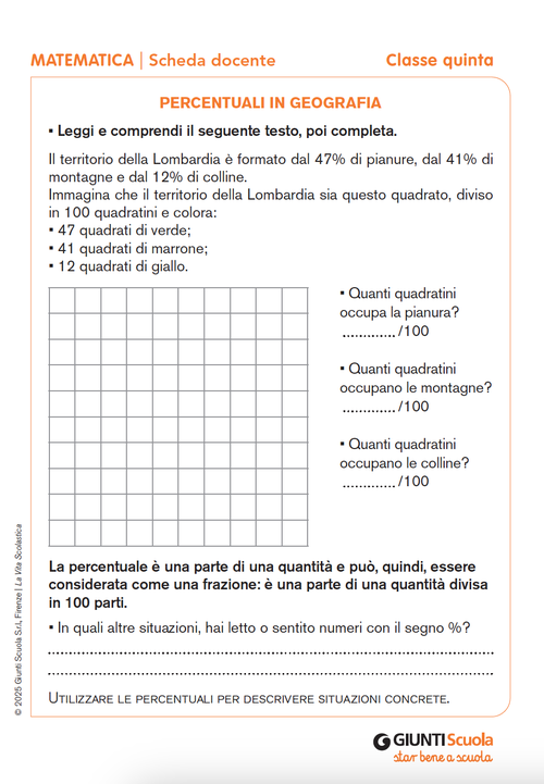 Percentuali in Geografia | Giunti Scuola Percentuali in Geografia | Giunti Scuola