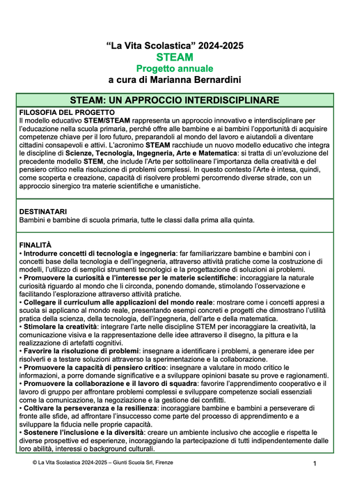 Progetto annuale STEAM (2024-2025) - Word | Giunti Scuola