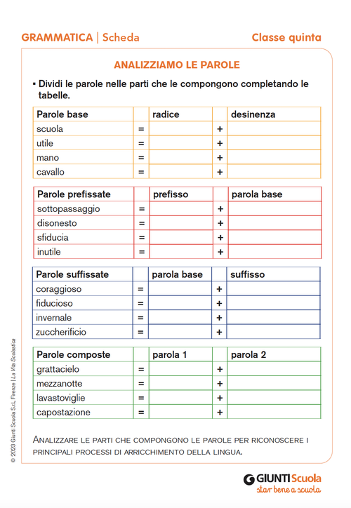 Analizziamo le parole | Giunti Scuola Analizziamo le parole | Giunti Scuola