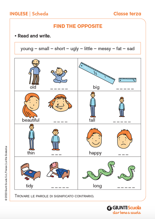 Find the opposite | Giunti Scuola Find the opposite | Giunti Scuola