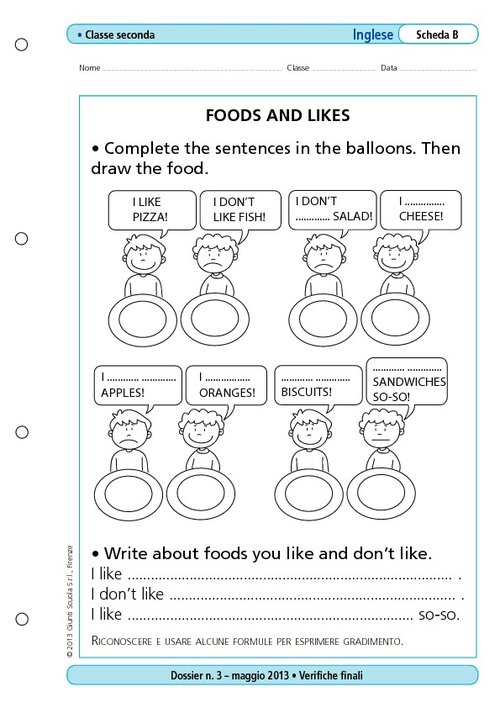 Foods and likes | Giunti Scuola Foods and likes | Giunti Scuola