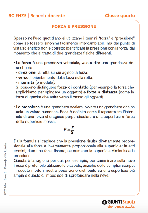 Forza e pressione | Giunti Scuola Forza e pressione | Giunti Scuola
