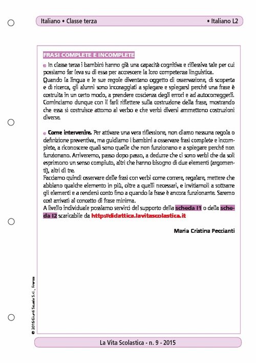 Frasi complete e incomplete | Giunti Scuola Frasi complete e incomplete | Giunti Scuola