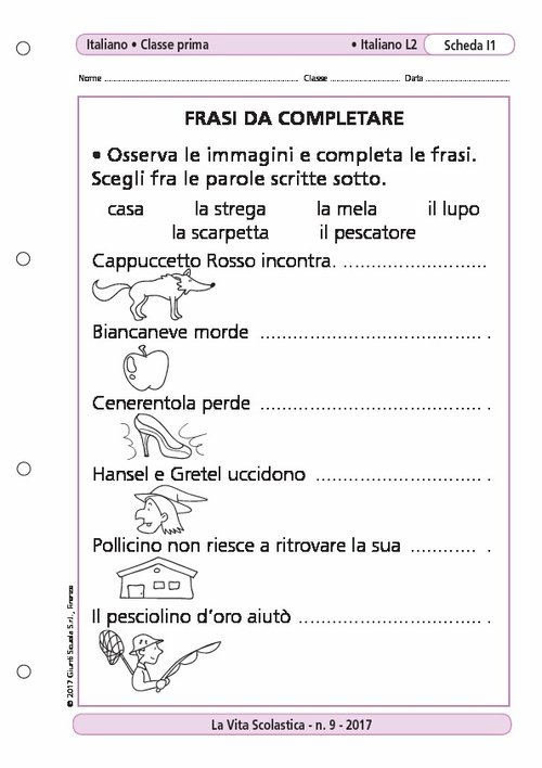 Testi Da Completare Con Parole Frasi da completare | Giunti Scuola