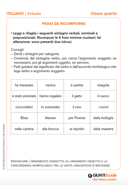 Frasi da ricomporre | Giunti Scuola Frasi da ricomporre | Giunti Scuola