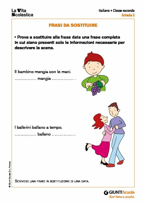 Frasi da sostituire | Giunti Scuola Frasi da sostituire | Giunti Scuola