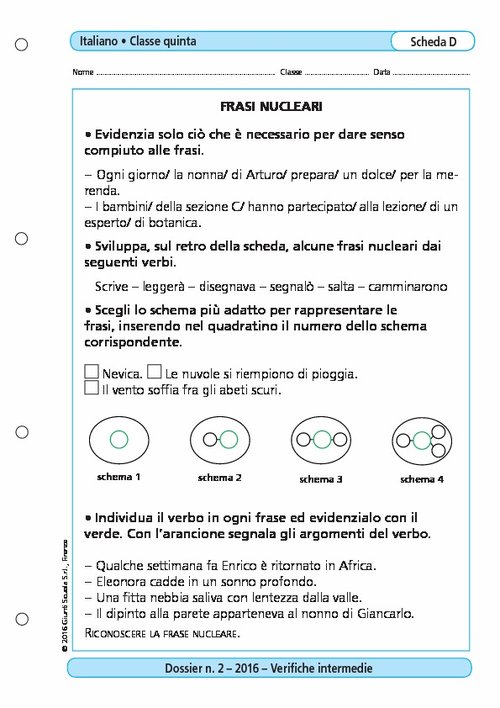 Frasi nucleari | Giunti Scuola Frasi nucleari | Giunti Scuola