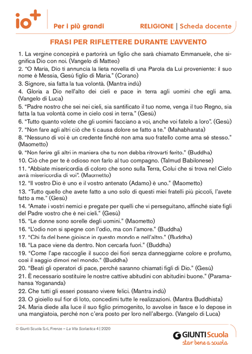Frasi per riflettere durante l'Avvento | Giunti Scuola Frasi per riflettere durante l'Avvento | Giunti Scuola