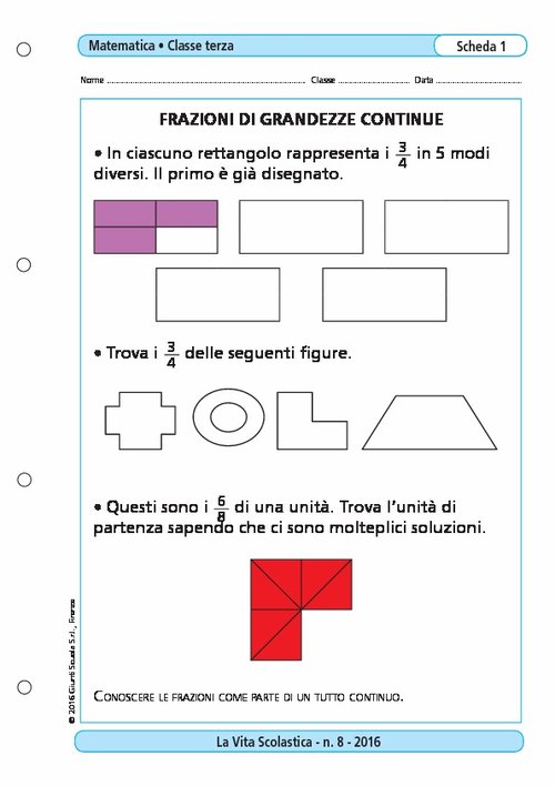 Frazioni di grandezze continue | Giunti Scuola Frazioni di grandezze continue | Giunti Scuola