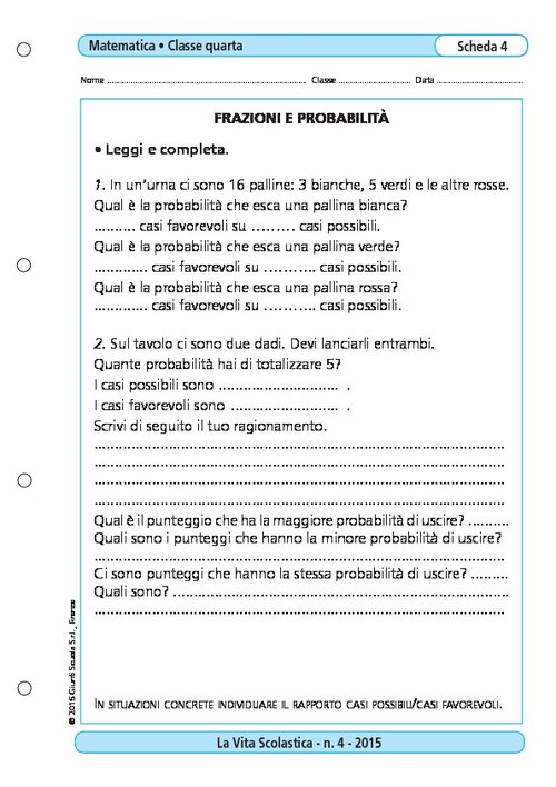 Frazioni e probabilità | Giunti Scuola Frazioni e probabilità | Giunti Scuola