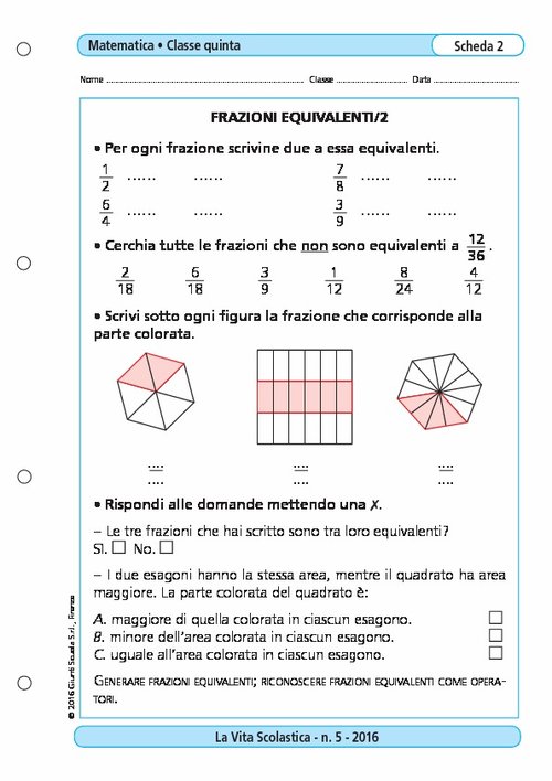 Frazioni equivalenti/2 | Giunti Scuola Frazioni equivalenti/2 | Giunti Scuola