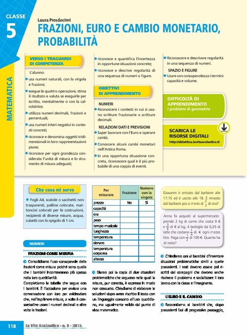 Frazioni, Euro e cambio monetario, probabilità | Giunti Scuola Frazioni, Euro e cambio monetario, probabilità | Giunti Scuola