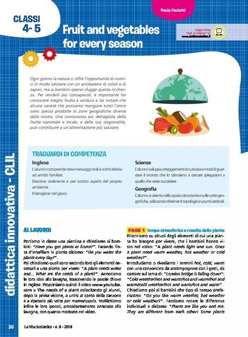 Fruit and vegetables for every season | Giunti Scuola Fruit and vegetables for every season | Giunti Scuola