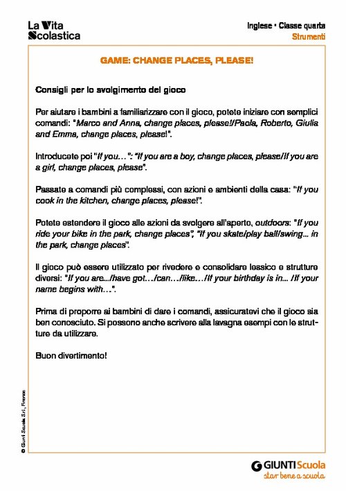 Game: change places, please! | Giunti Scuola Game: change places, please! | Giunti Scuola