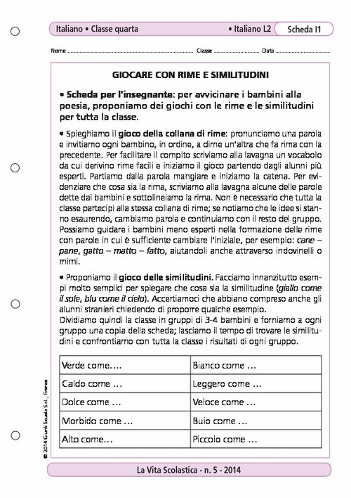 Giocare con rime e similitudini | Giunti Scuola Giocare con rime e similitudini | Giunti Scuola