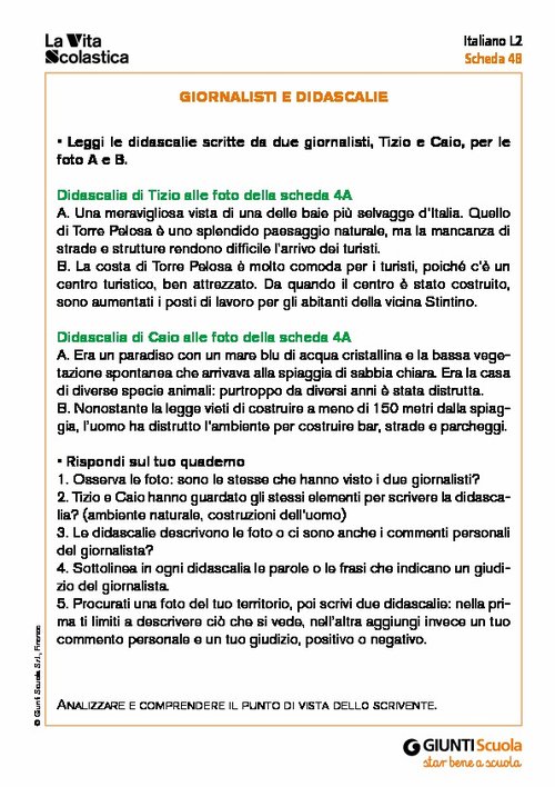 Giornalisti e didascalie | Giunti Scuola Giornalisti e didascalie | Giunti Scuola