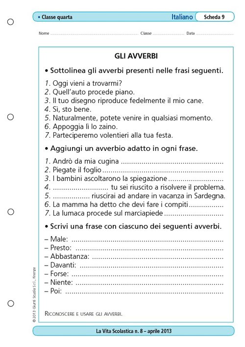 Gli avverbi | Giunti Scuola Gli avverbi | Giunti Scuola