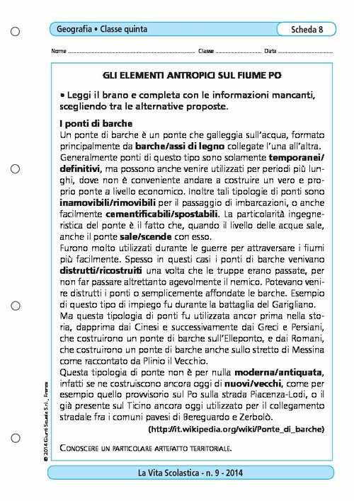 Gli elementi antropici sul fiume Po | Giunti Scuola Gli elementi antropici sul fiume Po | Giunti Scuola