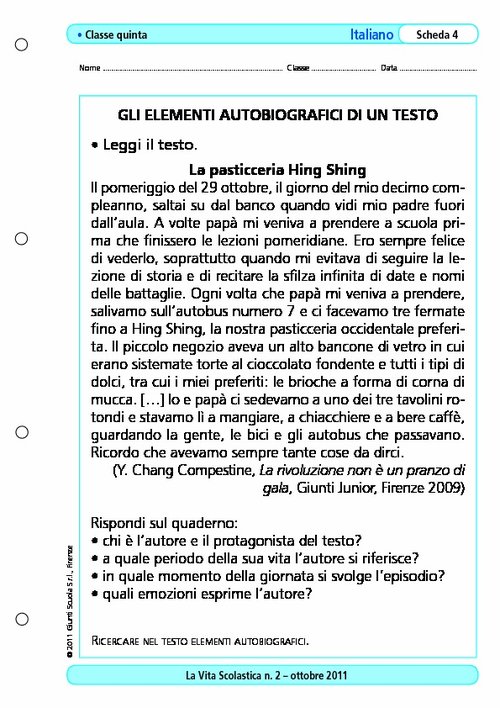 Gli elementi autobiografici di un testo | Giunti Scuola Gli elementi autobiografici di un testo | Giunti Scuola
