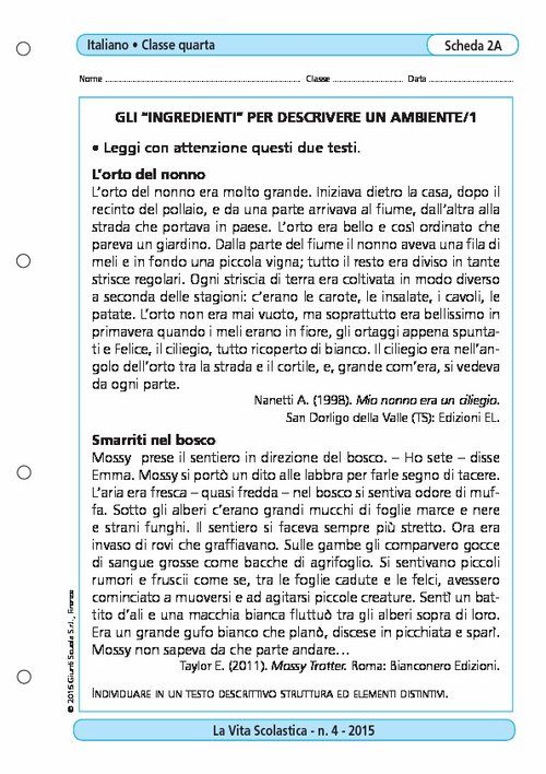 Gli "ingredienti" per descrivere un ambiente/1 | Giunti Scuola Gli "ingredienti" per descrivere un ambiente/1 | Giunti Scuola