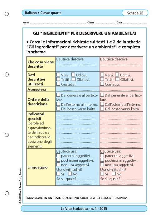 Gli "ingredienti" per descrivere un ambiente/2 | Giunti Scuola Gli "ingredienti" per descrivere un ambiente/2 | Giunti Scuola