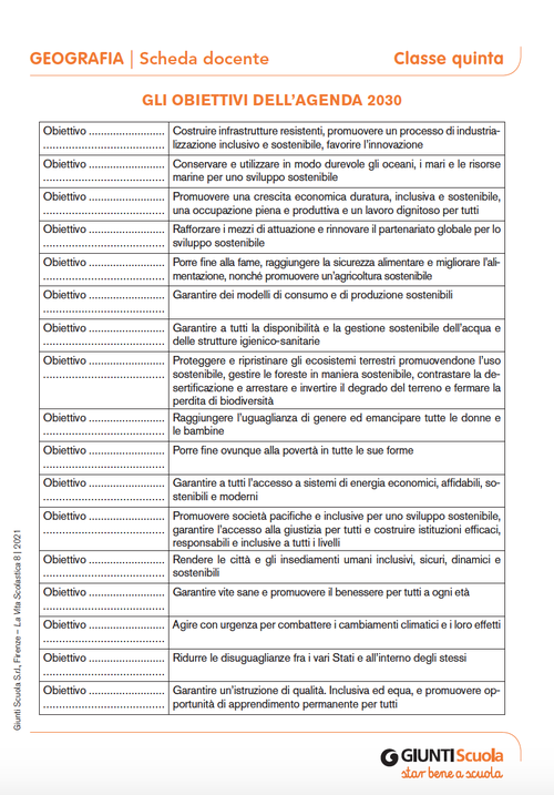 Gli obiettivi dell'agenda 2030 | Giunti Scuola