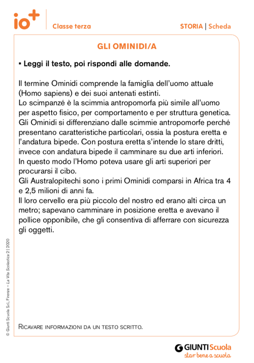Gli ominidi | Giunti Scuola Gli ominidi | Giunti Scuola