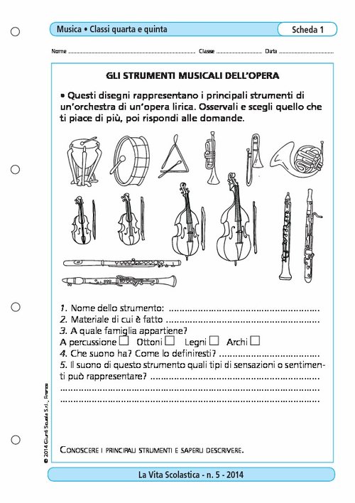Gli strumenti musicali dell'opera | Giunti Scuola