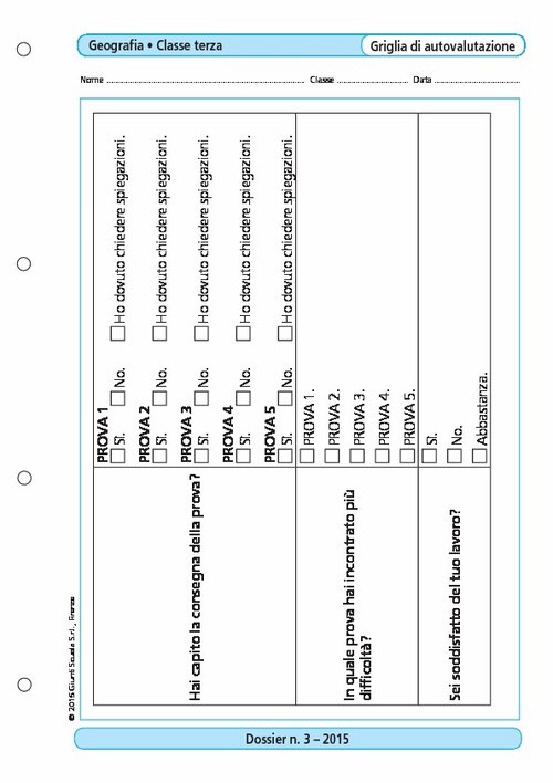 Griglia di autovalutazione di Geografia classe 3 | Giunti Scuola Griglia di autovalutazione di Geografia classe 3 | Giunti Scuola