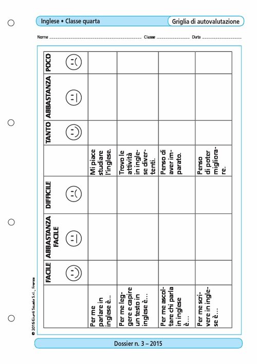 Griglia di autovalutazione di Lingua Inglese classe 4/2 | Giunti Scuola Griglia di autovalutazione di Lingua Inglese classe 4/2 | Giunti Scuola